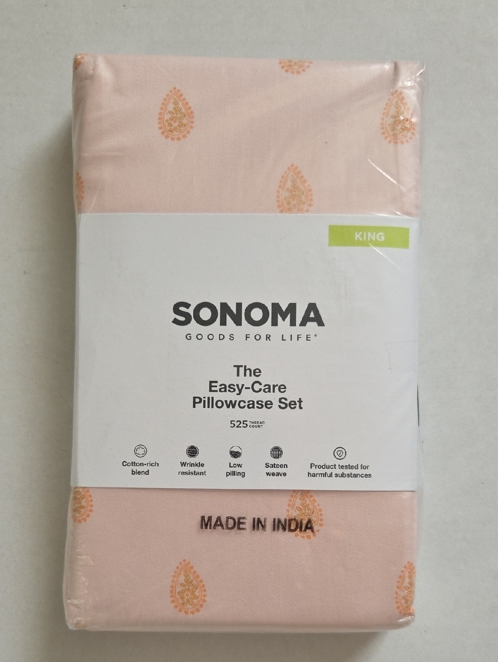 Sonoma The Easy Care 525 Thread Count 2 King Pillowcases Pink Paisley